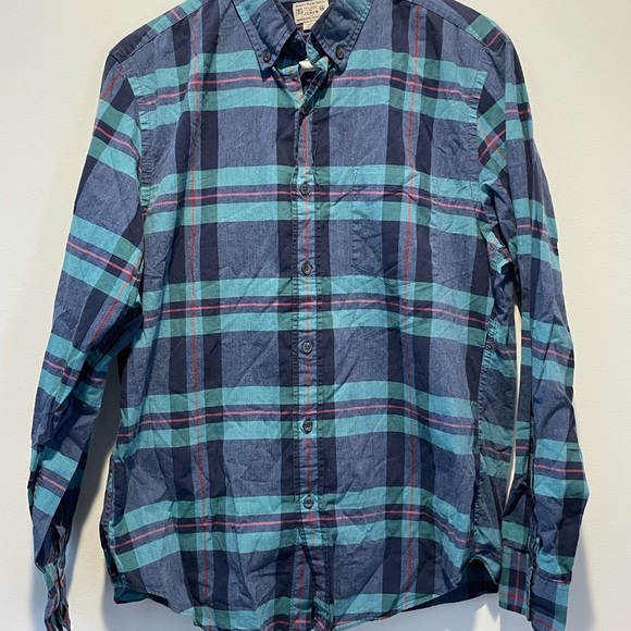 J. Crew Mens Blue Plaid Button-Up Shirt Medium - Picture 1 of 4